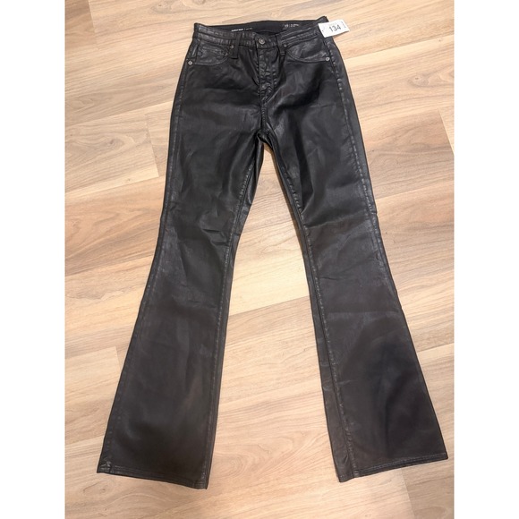Ag Adriano Goldschmied Denim - AG Adriano Goldschmied Farrah Boot High Rise Coated Black Jeans 26x32